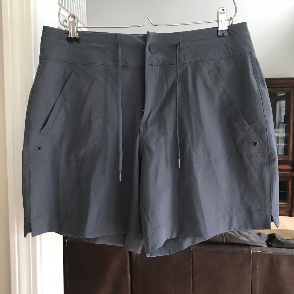 Athletic Work Shorts Grey Front Zip Snap and Tie Size 8-10 M